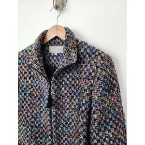 Emil Rutenberg multicolor tweed knit zip up blazer jacket M